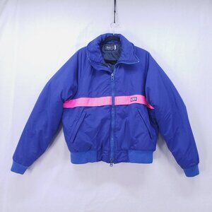 Vintage CB Sports Bomber Jacket Blue Men's Winter Ski Neon Retro Full Zip